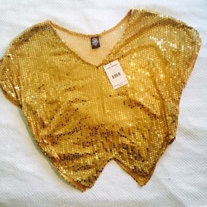 NWT Gold Sequin Free People Top